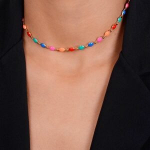 Chocker Dourada Colorida com Extensor